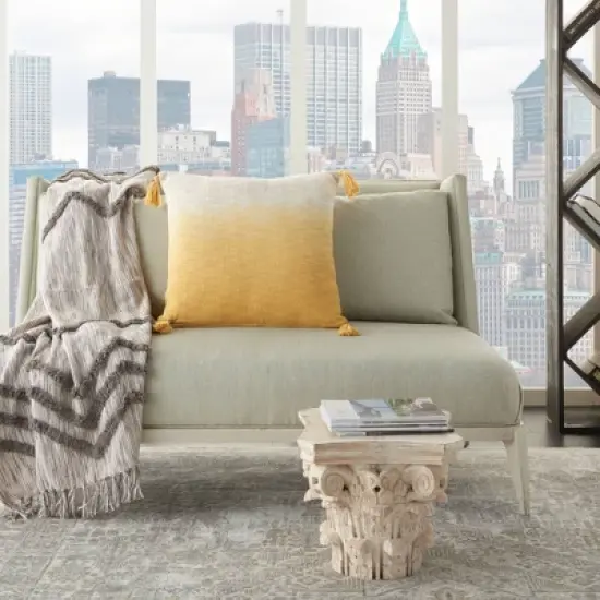 22"x22" Ombre Tassels Oversize Lumbar Throw Pillow Mustard - Mina Victory image {3}