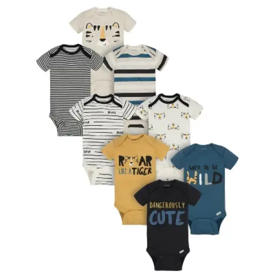 Onesies Brand Baby Boys' Short Sleeve Bodysuits, 8-pack, Tiger image {9}
