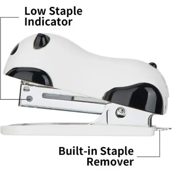 HTUTWOO Mini Cute Panda Desktop Stapler, Office Stapler, 12 Sheet Capacity, Includes Built-in Staple Remover & 1000PCS No.10 Staples image {2}