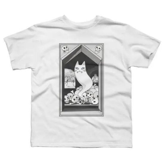 Boy's Design By Humans Ghost cat the Keeper of the Crypt By runcatrun T-Shirt image {5}