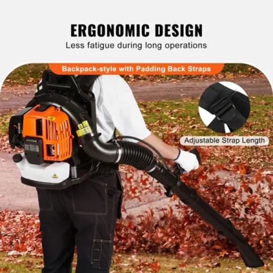 VEVOR Backpack Leaf Blower, 63CC 2-Cycle Gas Leaf Blower with 1.89L Fuel Tank, 1110CFM Air Volume 220MPH Speed, Ideal for Lawn Care image {5}