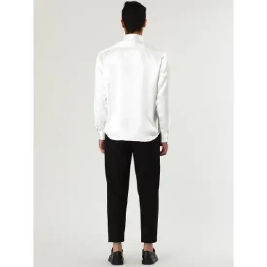 Lars Amadeus Men's Satin Point Collar Long Sleeve Button Down Slim Fit Dress Shirts image {4}