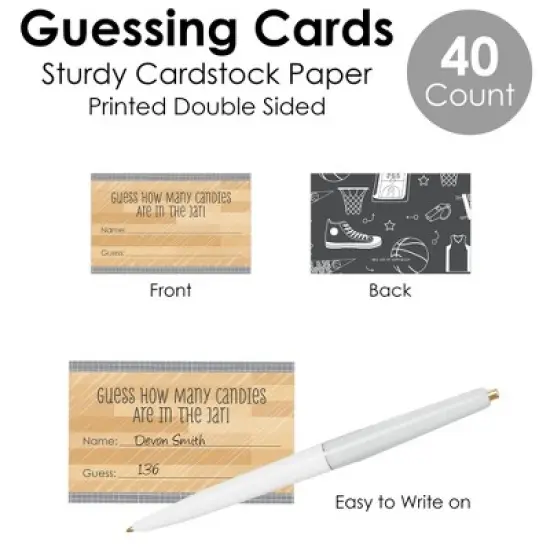 Big Dot of Happiness Nothin&rsquo; But Net - Basketball - How Many Candies Baby Shower or Birthday Party Game - 1 Stand and 40 Cards - Candy Guessing Game image {4}