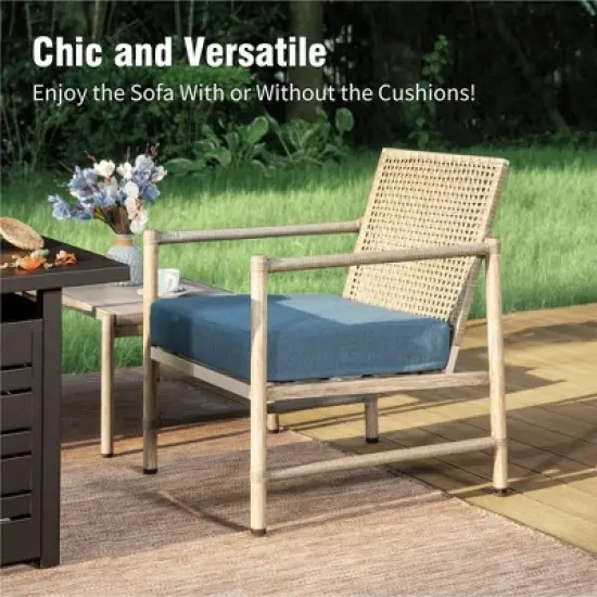 Captiva Designs 4PC Outdoor Wicker Patio Conversation Set with Coffee Table for Poolside, Backyard image {4}