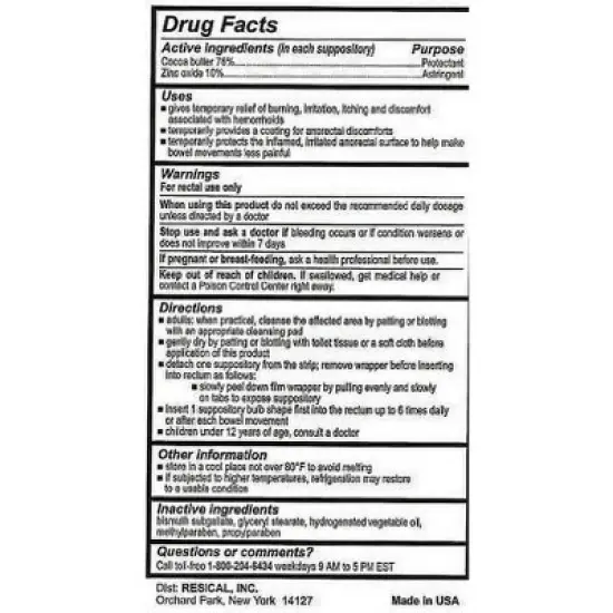 Calmol 4 Astringent & Protectant Hemorrhodial Suppositories, 12 Count image {1}
