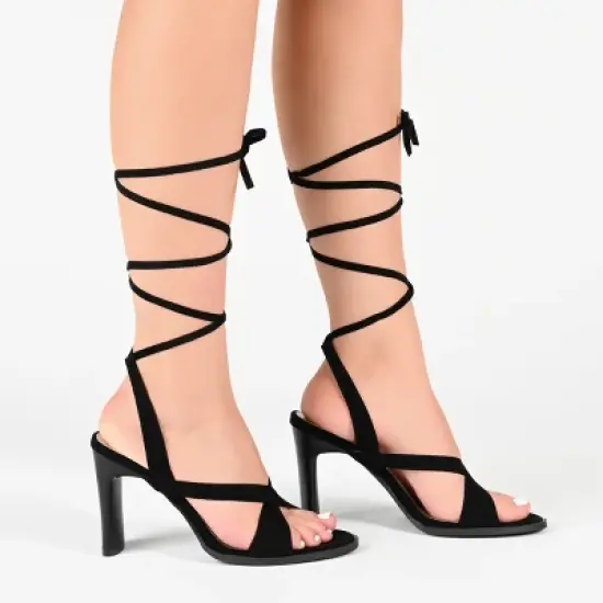 Journee Collection Womens Adalee Ankle Wrap Stacked Heel Sandals image {8}