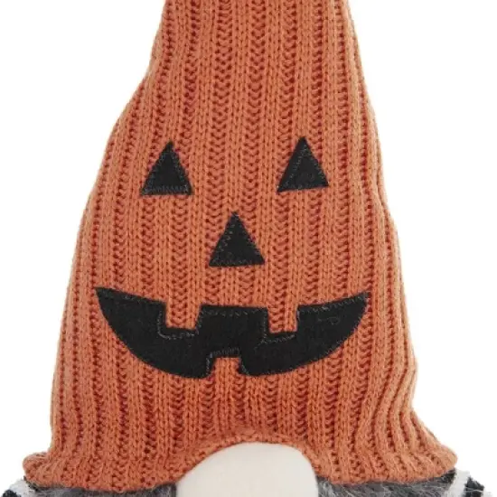 Gulches 8.3x4.7x23.5" Fabric Sitting Gnome with Orange Knit Hat, Halloween Decor image {5}