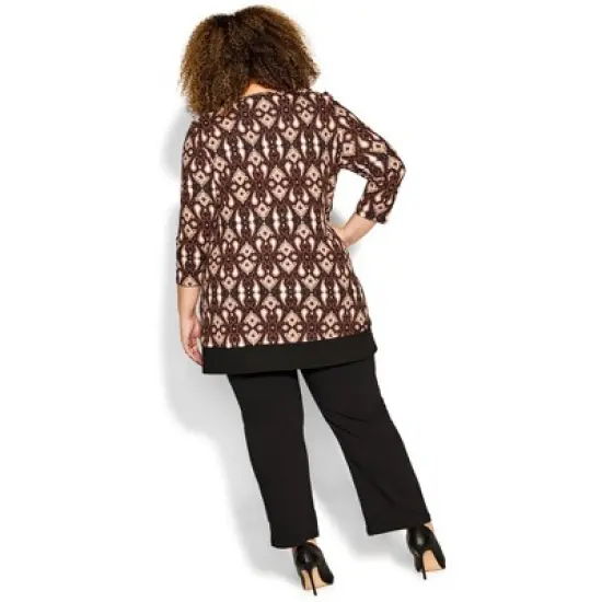Women's Plus Size Ally Tunic - black ikat | AVENUE image {1}