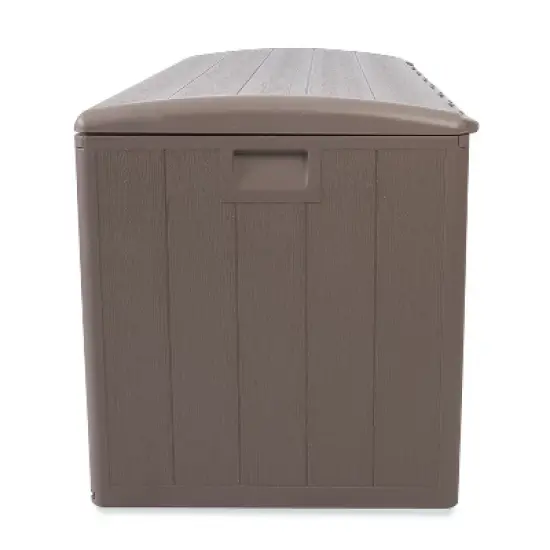 Plastic Development Group 105-Gallon Weather-Resistant Resin Outdoor Storage Patio Deck Box with Gas Shock Lid, Driftwood Gray image {3}