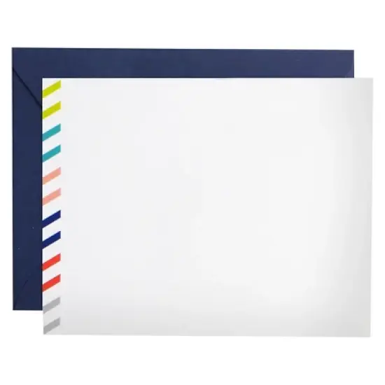 8ct Airmail Notecards: Single Panel Decorative Notecard Packs with Envelopes, Multicolor Stripes, All Occasions image {1}