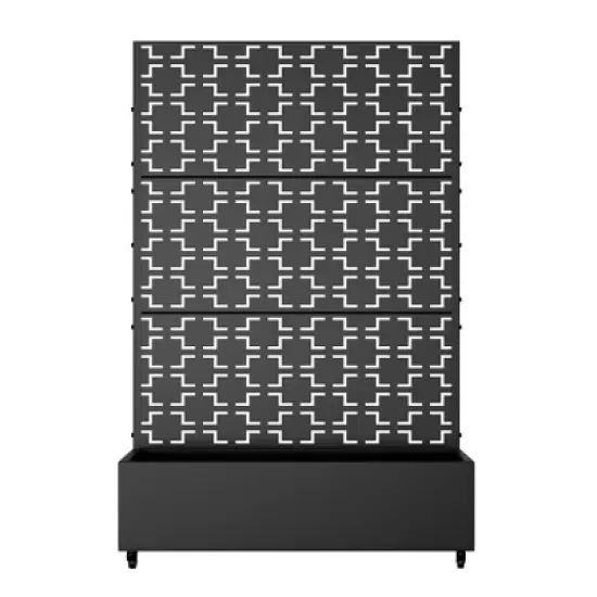 PexFix 72 in. x 47 in. Outdoor Metal Trellis with Planter Box in Squares Pattern in Black image {2}