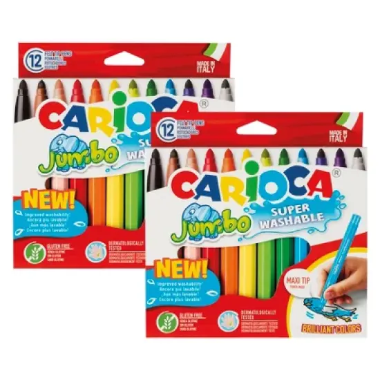 CARIOCA Jumbo Maxi Tip Washable Felt Tip Pens, 12 Per Pack, 2 Packs image {5}