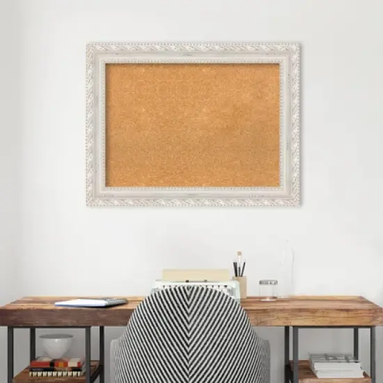 34"x26" Opera Wood Frame Natural Cork Board Off-White - Amanti Art image {6}