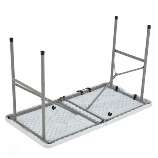 JOMEED UP042 4 Foot Long Portable Plastic Folding Multipurpose Utility Picnic Table with Powder Coated Steel Legs and Built In Carry Handle, White image {2}