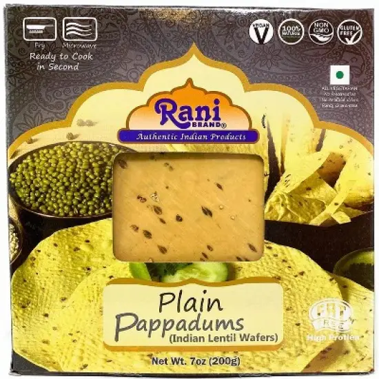 Rani Brand Authentic Indian Foods | Pappadums Plain Papad image {6}