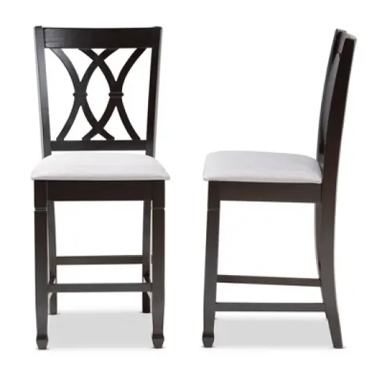 2pc Reneau Finished Wood Counter Height Pub Chairs - Baxton Studio image {5}