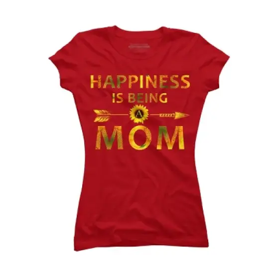 Junior's Design By Humans Happiness is Being a Mom Sunflower Arrow By shirtpublic T-Shirt image {5}