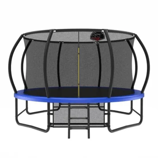 Jump Into Fun 14FT Outdoor Trampoline for Kids With Ladder,  Enclosure Net, Anti Rust Coating, Basketball Hoop For Kids and Adults image {6}