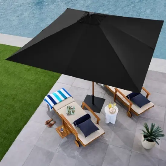 Best Choice Products 9ft Deep Square Solar LED Lighted Patio Umbrella w/ Faux Wood Texture, UV-Resistant image {4}