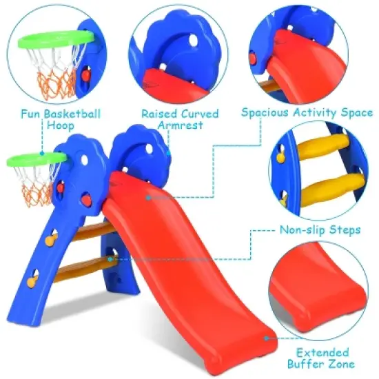 Costway Children Kids Toddlers Folding Slide W/Bask image {1}