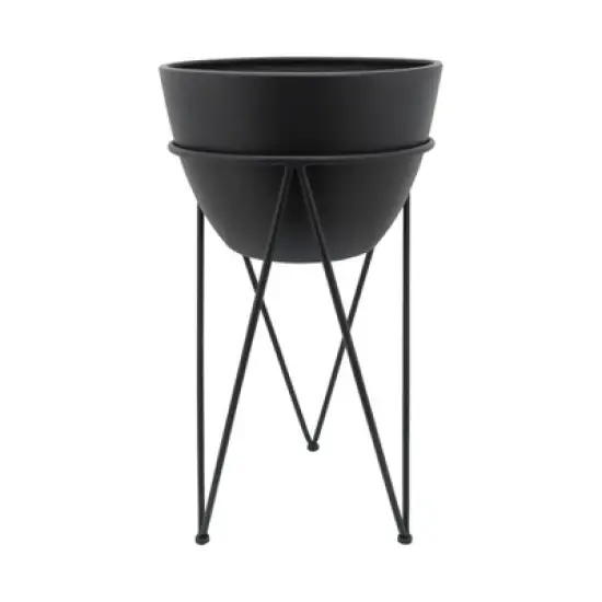 Sagebrook Home 14" Wide Metal Planter Pot in Stand Black image {1}