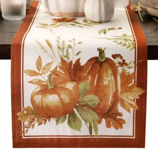 Autumn Pumpkin Grove Fall Table Runner - Orange/Rust - 13x70 - Elrene Home Fashions image {2}