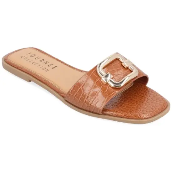 Journee Collection Womens Joarie Tru Comfort Foam Slip On Croco Slide Sandals image {12}
