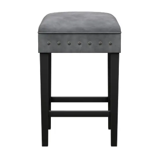 Cassidy Wood Upholstered Backless Counter Height Stool Black/Charcoal Velvet - Hillsdale Furniture image {6}
