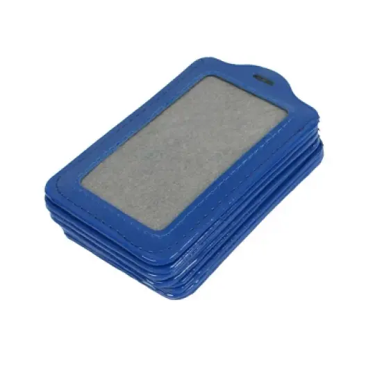 Unique Bargains Vertical Design Faux Leather Business Card Holders Blue Clear 10 Pcs image {3}
