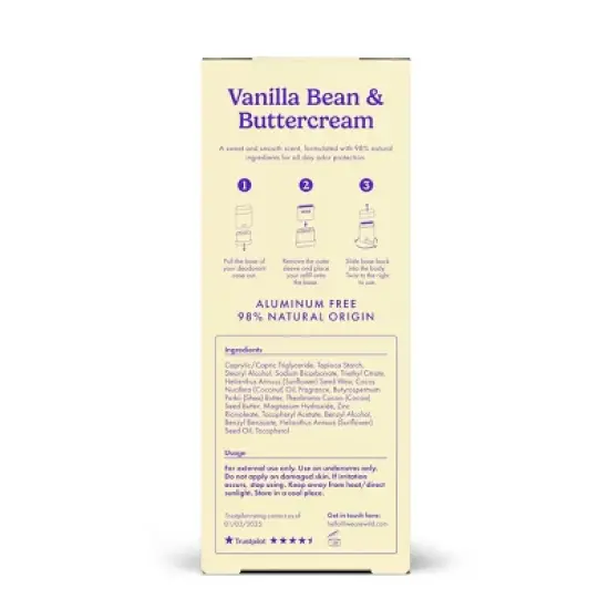 Wild Cosmetics Aluminium-Free Deodorant Duo - Vanilla Bean & Buttercream image {4}