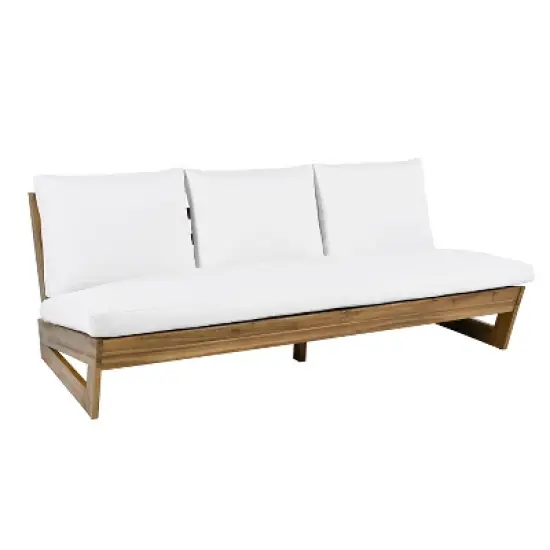 Christopher Knight Home Mistvale 67" Modern Acacia Wood Outdoor Sofa with Cushions image {9}