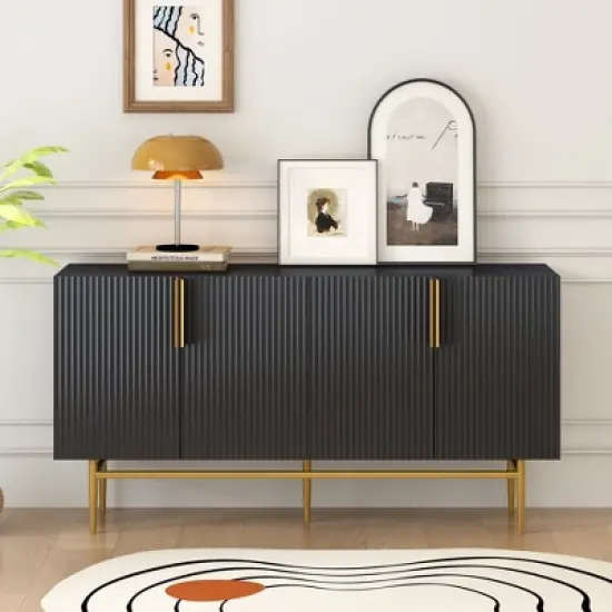 Modern Sideboard, Buffet Cabinet with Metal handles & Legs-ModernLuxe image {2}