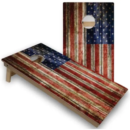 Skip's Garage American Flag Rustic Cornhole Board Set, Includes 2 Boards, 8 Bags image {5}