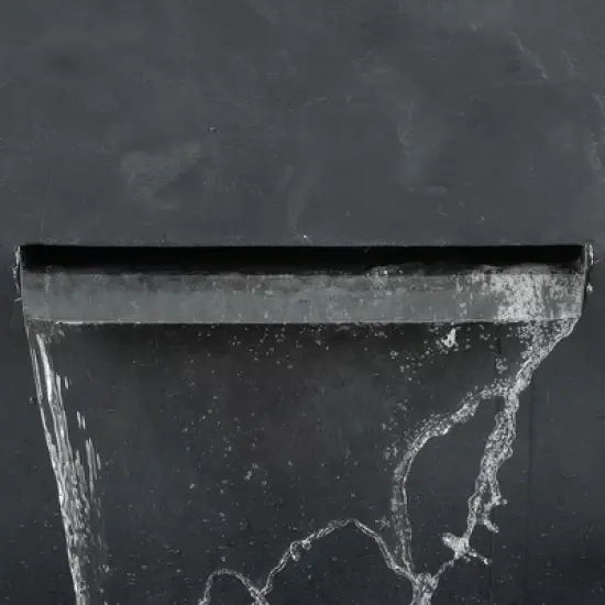 LuxenHome 32" H Resin Modern Waterfall Outdoor Fountain with Planter, Outdoor Water Fountain Indoor and Outdoor Use Gray image {6}