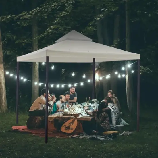 Yescom 10x10Ft UV30+ Gazebo Replacement Top for 2 Tier Outdoor Canopy Cover Patio Backyard Party Deck Ivory White image {8}