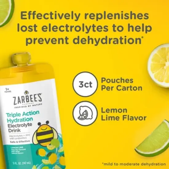 Zarbee's Triple Action Liquid Hydration Pouches - Lemon Lime - 5 fl oz/3ct image {3}