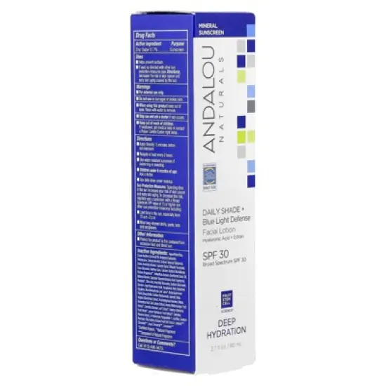 Andalou Naturals Deep Hydration, Daily Shade + Blue Light Defense Facial Lotion, SPF 30, 2.7 fl oz (80 ml) image {4}