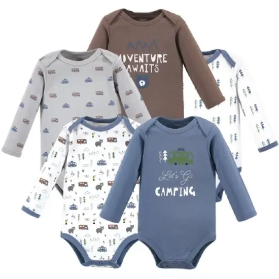 Luvable Friends Baby Boy Cotton Long-Sleeve Bodysuits 5pk, Camping image {6}