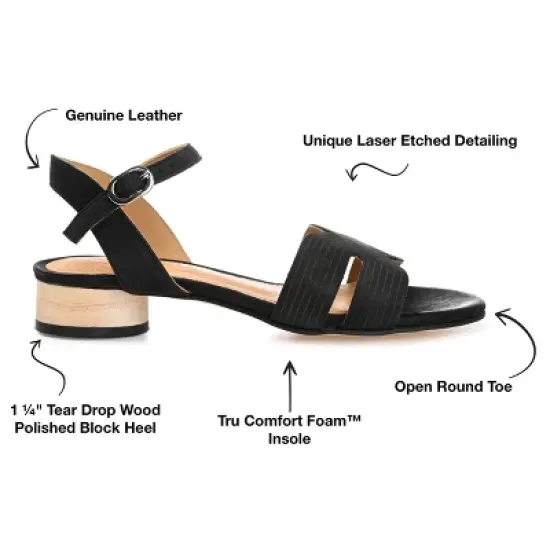 Journee Signature Womens Genuine Leather Starlee Buckle Ankle Strap Sandals image {7}