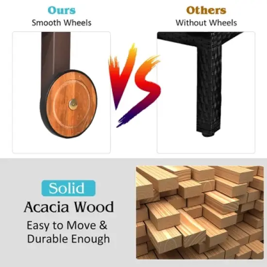 Costway Patio Rattan Lounge Chair Chaise Recliner Back Adjustable W/Wheels Cushioned image {6}