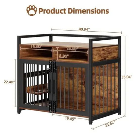 Indoor Dog Crate Furniture with Storage Shelf & Anti-Chew Design - Kennel for Small to Large Dogs image {1}