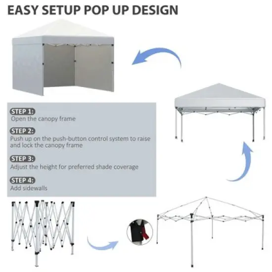 Resenkos Patio Garden Pergola, Pergola Canopy,10' x 10' Pop Up Canopy Tent with 3 Sidewalls, Leg Weight Bags and Carry Bag, Cream Cream White image {5}