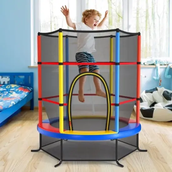 Costway 55'' Kids Trampoline Bouncing Jumping Mat Recreational Trampoline W/Enclosure Net image {6}