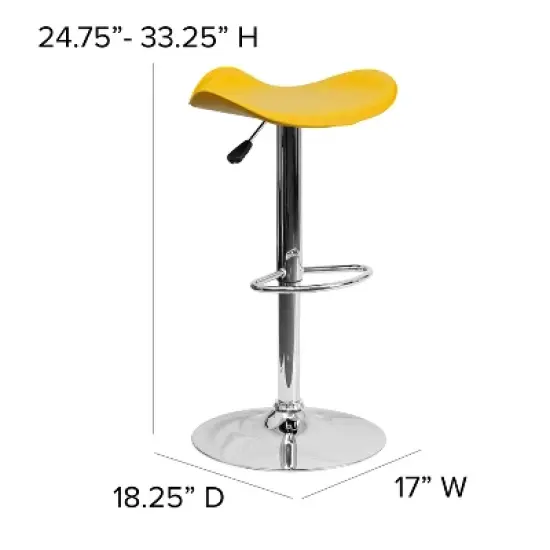 Flash Furniture Contemporary Vinyl Adjustable Height Barstool with Wavy Seat and Chrome Base image {3}