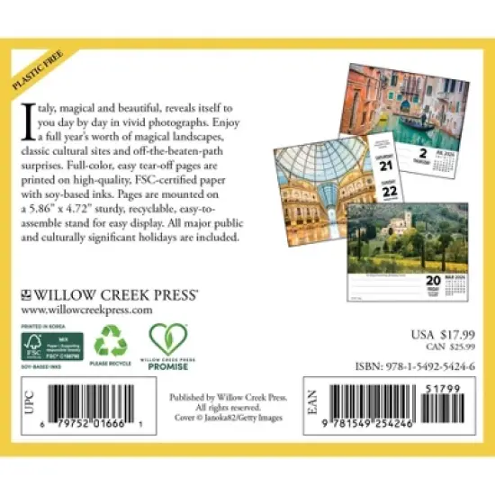 Willow Creek Press 2026 Italy Box Calendar image {1}