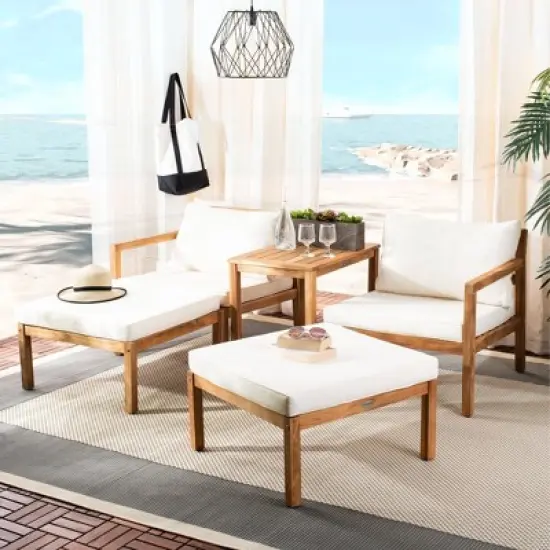 Pratia 5pc Outdoor Set - Natural/Beige - Safavieh image {1}