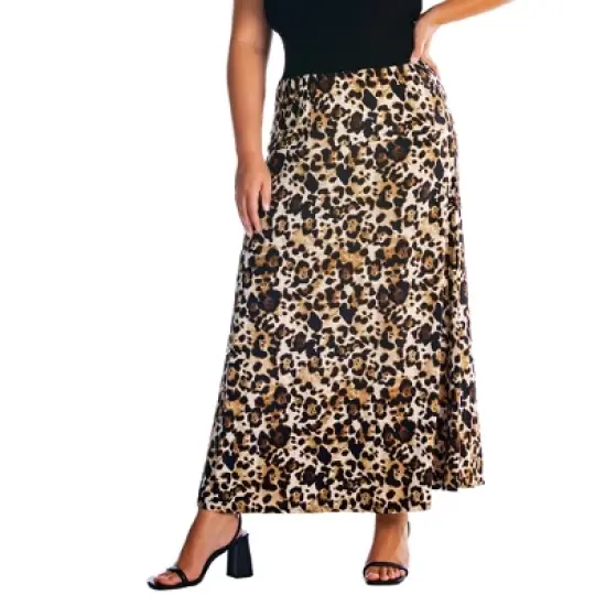 Womens Plus Size Brown Animal Print Maxi Skirt image {4}