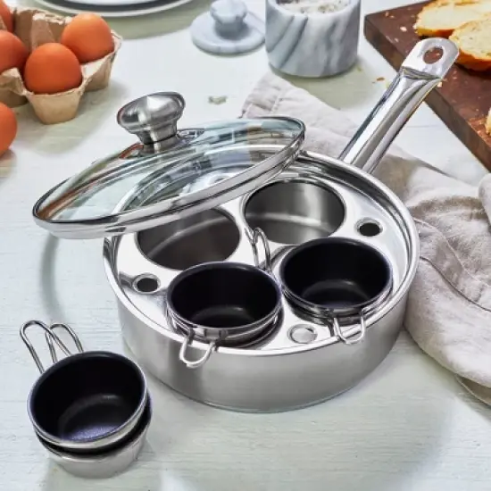 Demeyere Resto 4-cup Stainless Steel Egg Poacher Set image {6}