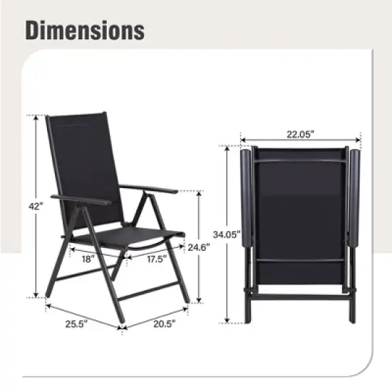 Captiva Designs 7pc Patio Dining Set with Slat-top Rectangle Table & Sling Foldable Chair image {5}
