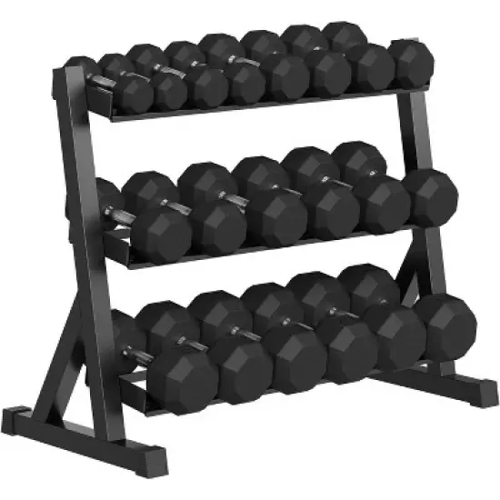 Rubber Coated Hex Dumbbell Weight Set, Multiple Sizes Exercise & Fitness Dumbbells,550LB Set, 5-50Lbs Pairs for Muscle Toning, Strength Building image {7}